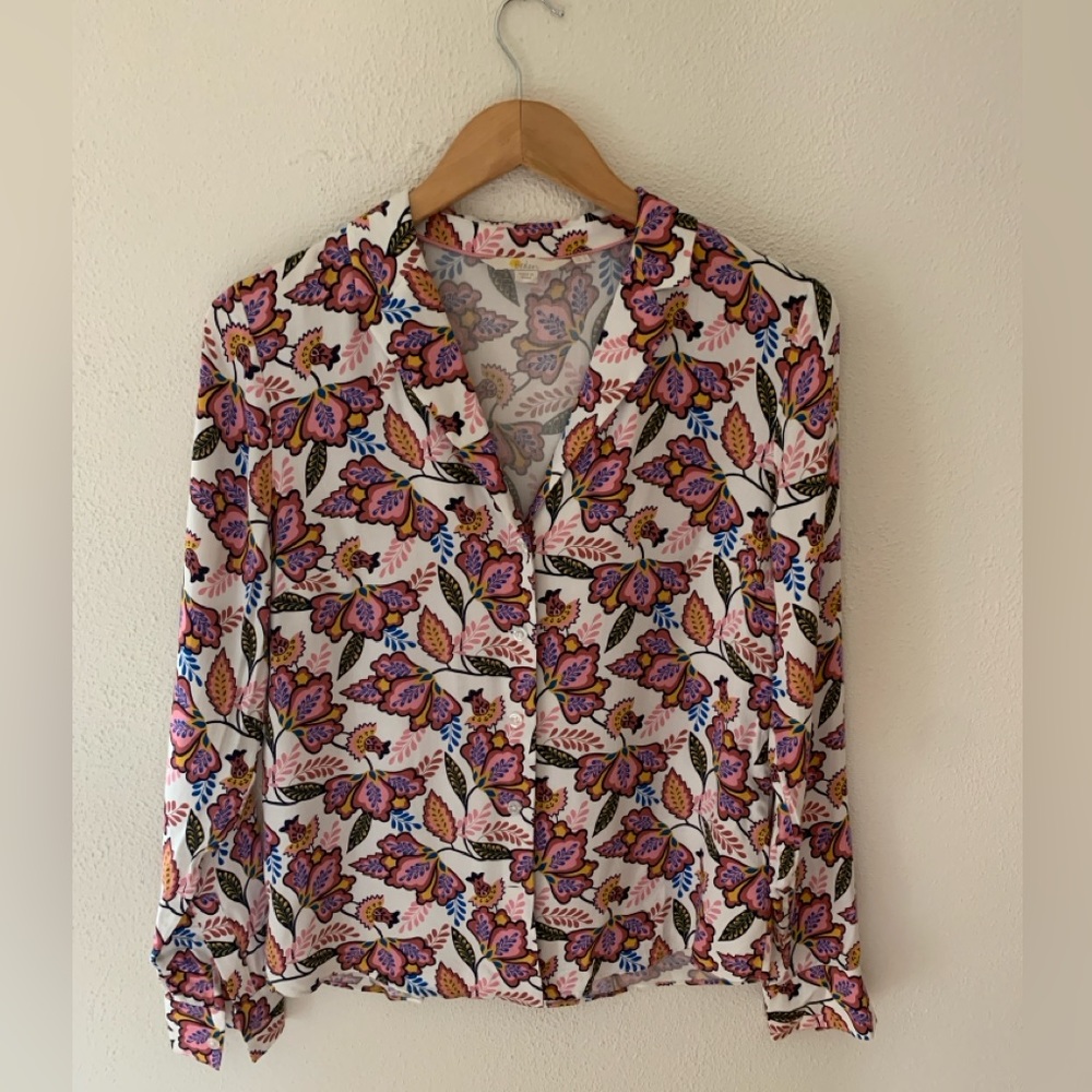 Deep V floral button down